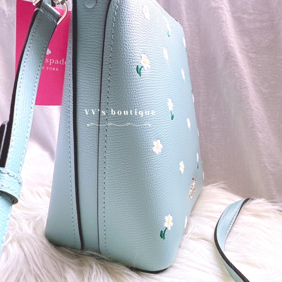 NWT Kate Spade Darcy Small Bucket Bag Daisy Embroidered Leather Aphrodite K6110 - Picture 3 of 10